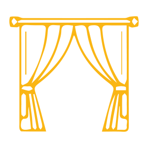 Curtains Icon in Yellow Color on Transparent Background