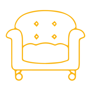 A Yellow Color Couch Icon on Transparent Background