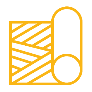 A Yellow Color Fabric Roll Icon on Transparent Background