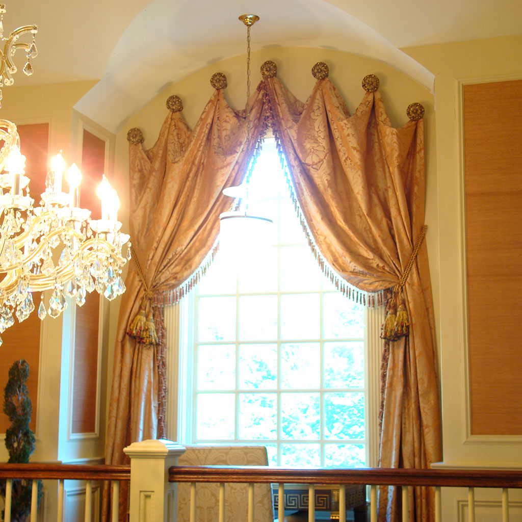 A Gold Color Curtains With Frilled Edges to a Curtain